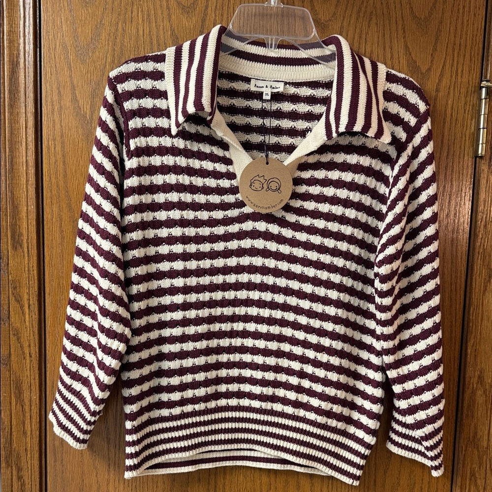 NWT Aaron & Amber Jaquard Stripe Sweater, size M